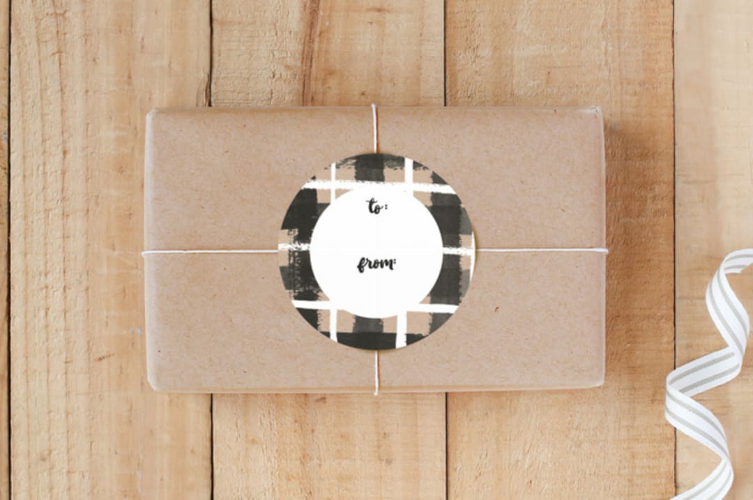 "Painted Plaid" - Custom Stickers in Kraft by Alethea and Ruth - Front