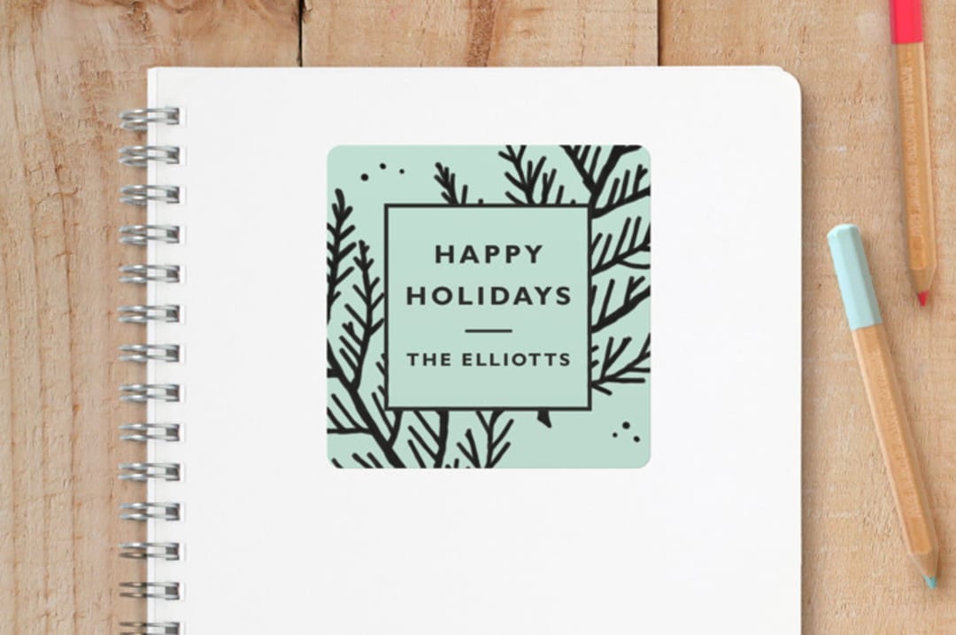 "Big Bold Christmas Branches" - Custom Stickers in Minty by Kelsey Mucci - Front