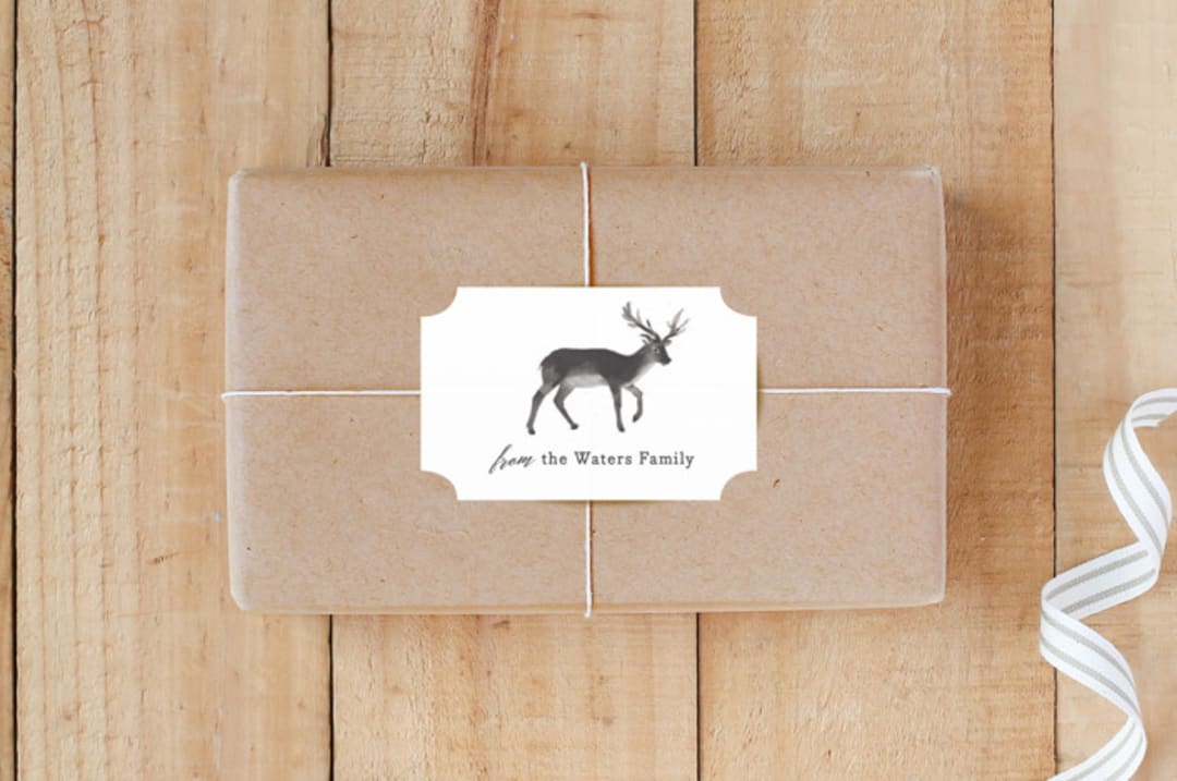 "Reindeer Feet" - Custom Stickers in Charcoal by Rebecca Daublin - Front