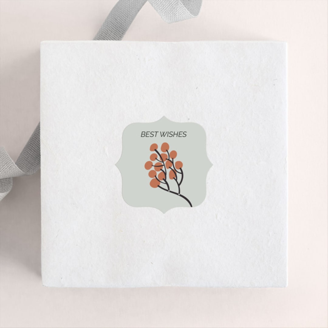 "Winter berry and greenery - brown" - Custom Stickers in Mist by Nina Leth - Front