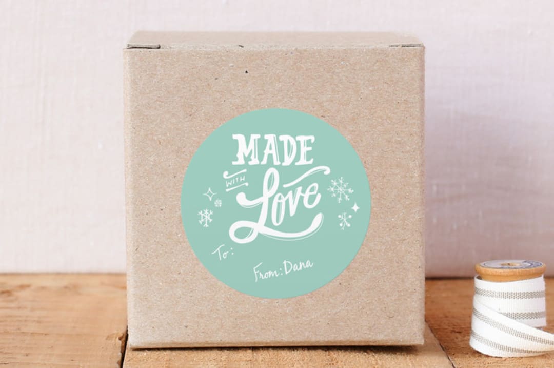 "Made With Love" - Custom Stickers in Mint by KirstenEva - Front