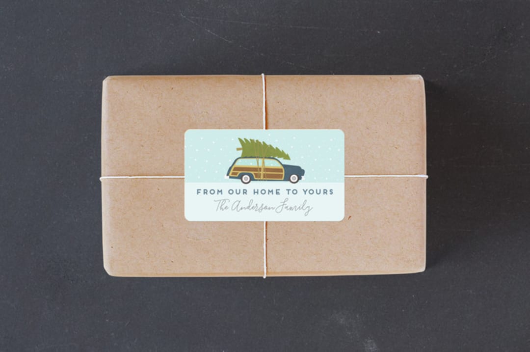 "I'll be home for christmas" - Custom Stickers in Azure by The Chatty Press - Front