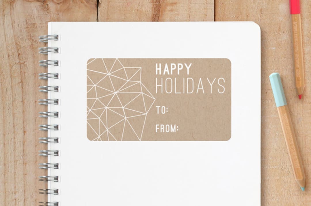 "A Kraft and Geo Holiday" - Custom Stickers in Kraft by Cindy Lackey - Front