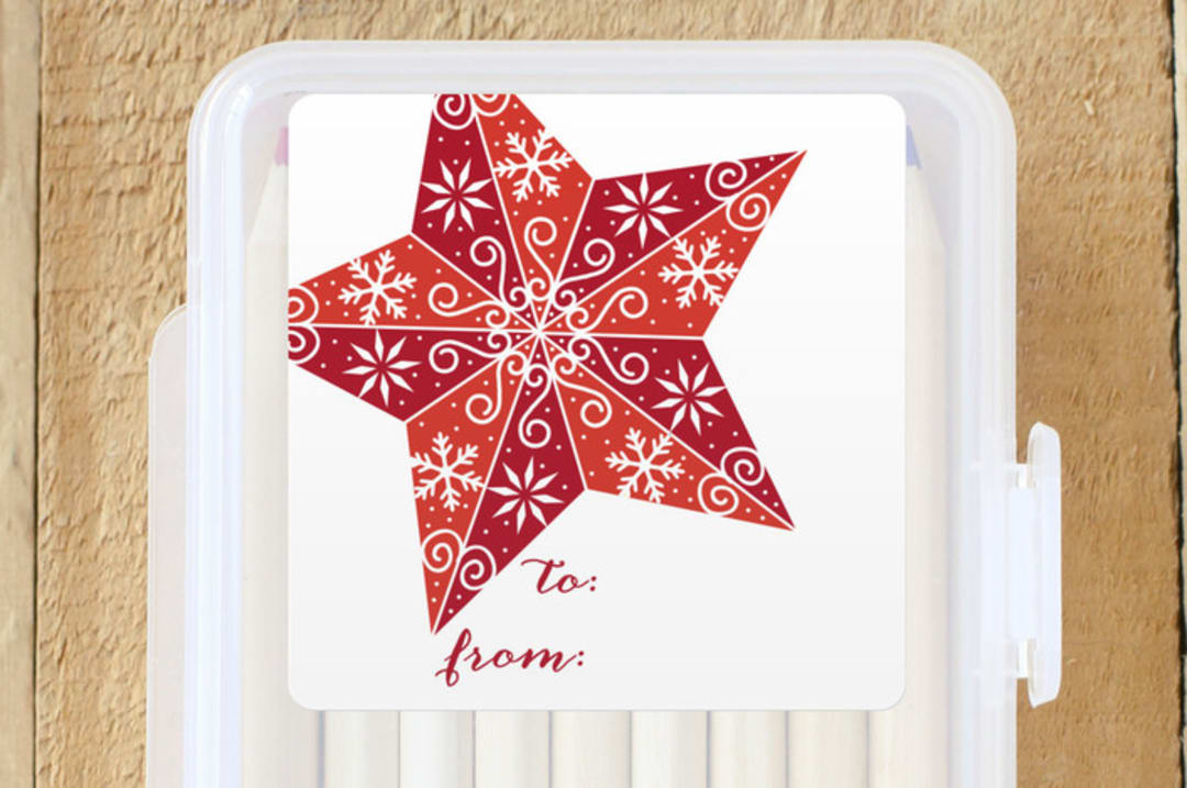 "Stenciled Star" - Custom Stickers in Stocking by Beth Schneider - Front