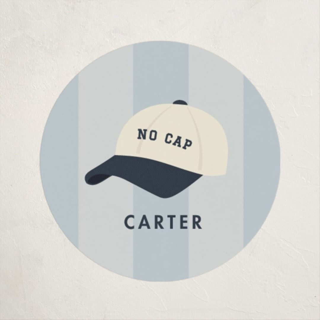 "no cap." - Custom Stickers in Baby Blue by Ellen Schlegelmilch - Front
