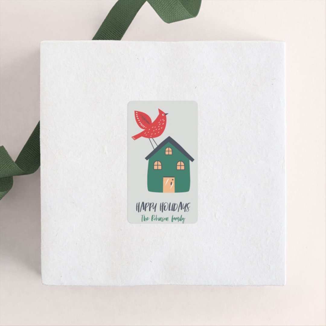 "Bird, house and tree" - Custom Stickers in Pine by Tatjana Koraksic - Front