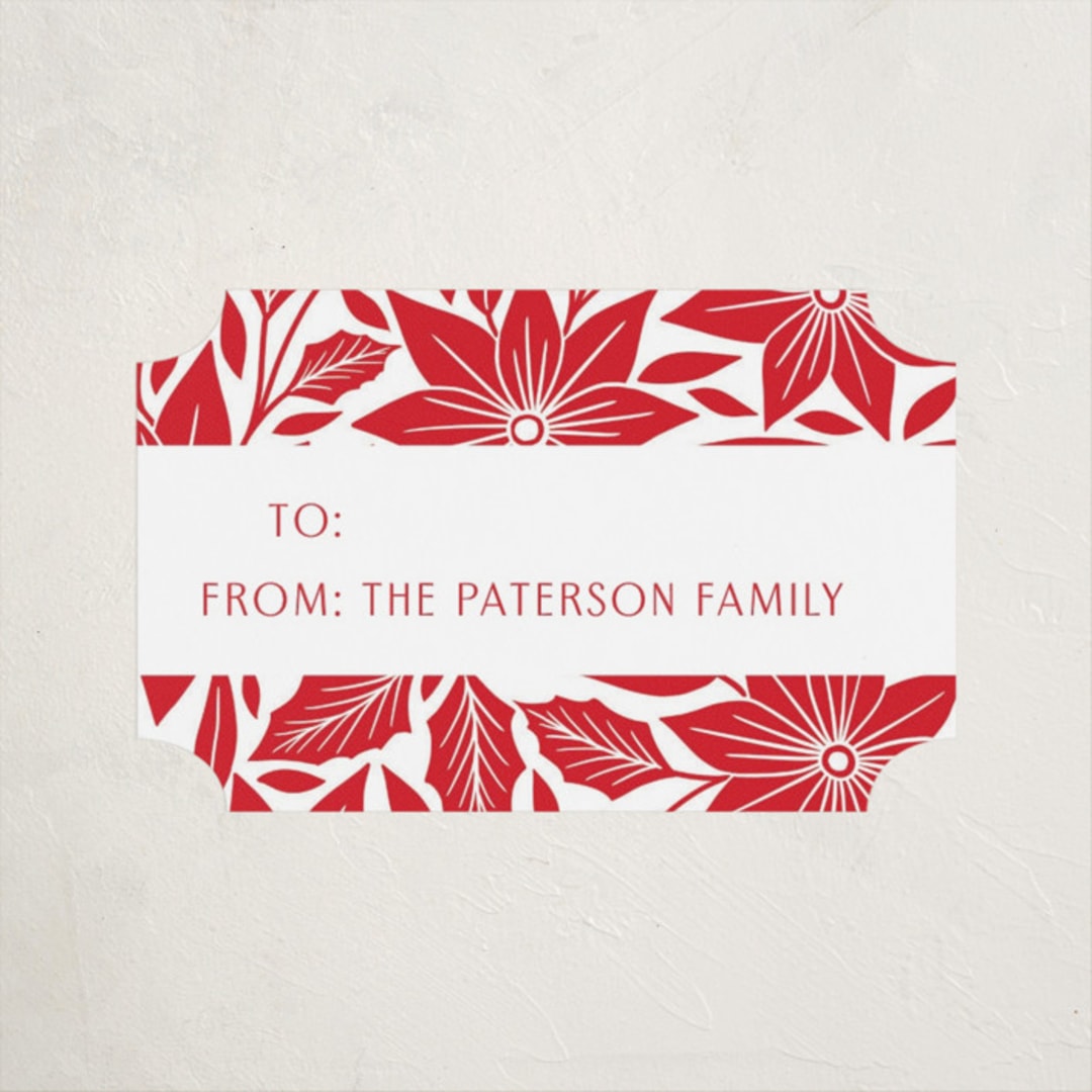 "Folk Poinsettia" - Custom Stickers in Poinsettia by Katharine Watson - Front