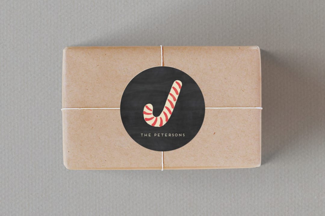 "Assorted Candy Canes" - Custom Stickers in Licorice by Hooray Creative - Front