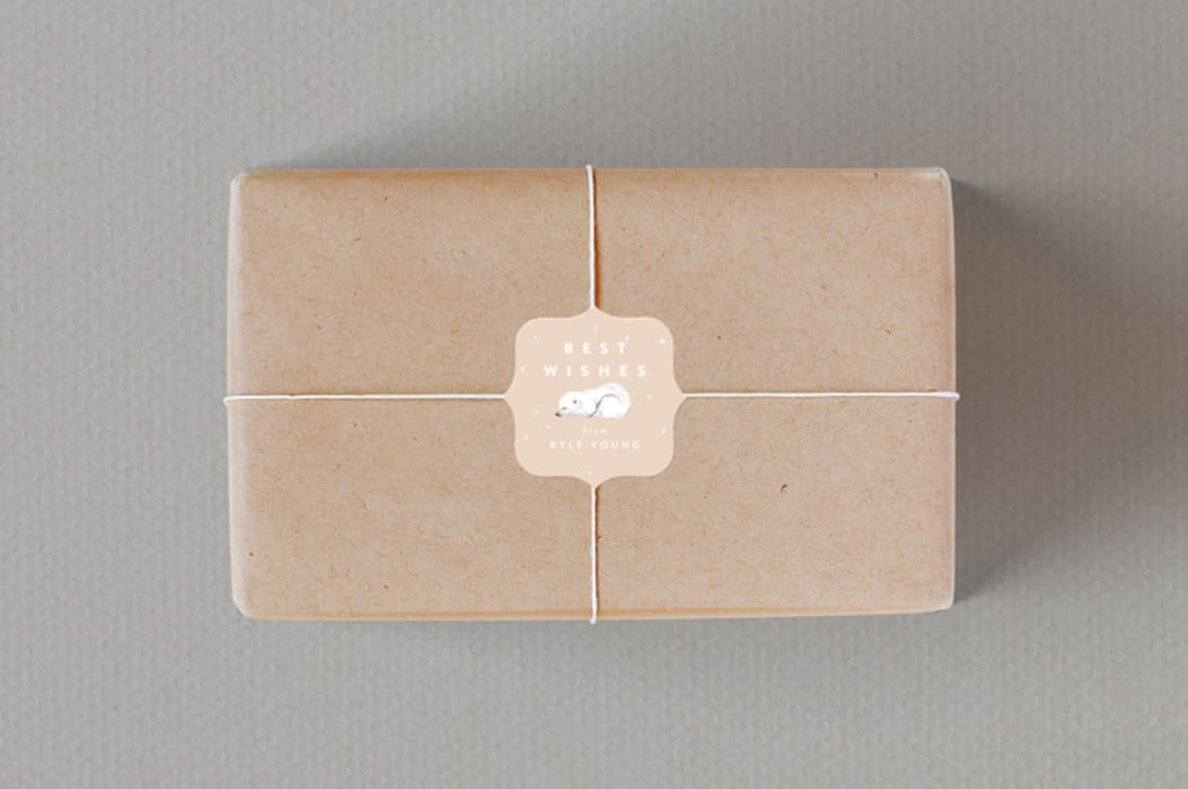 "Sleeping Polar Bear" - Custom Stickers in Peach by Cass Loh - Front