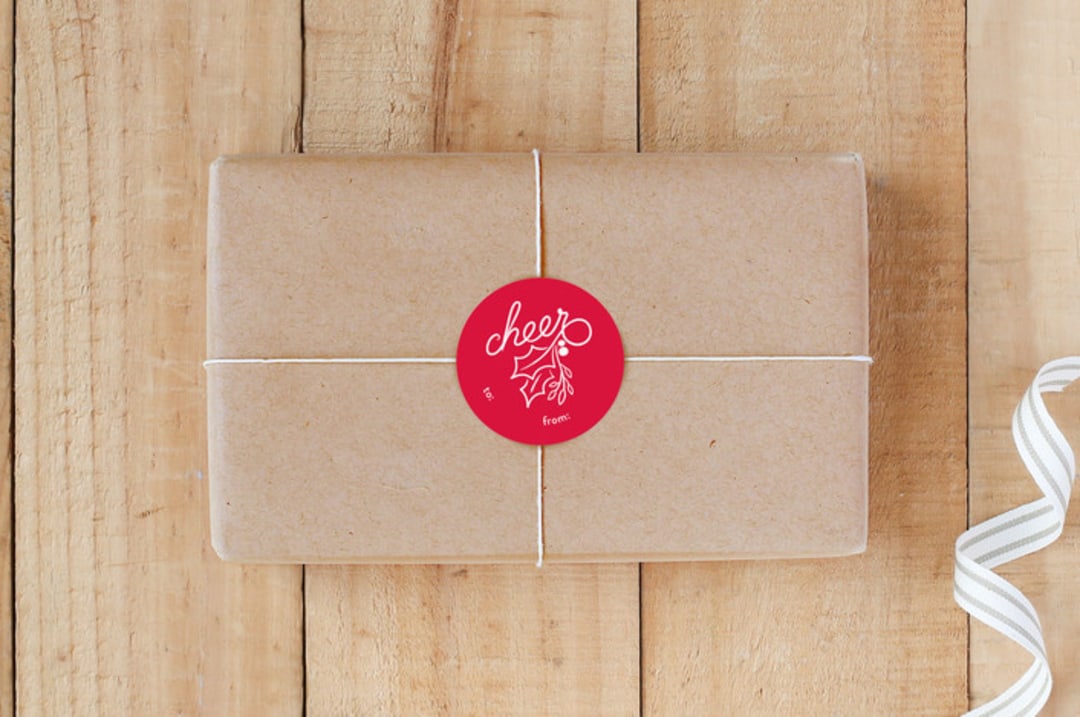 "Holiday Cheer" - Custom Stickers in Holly by GeekInk Design - Front