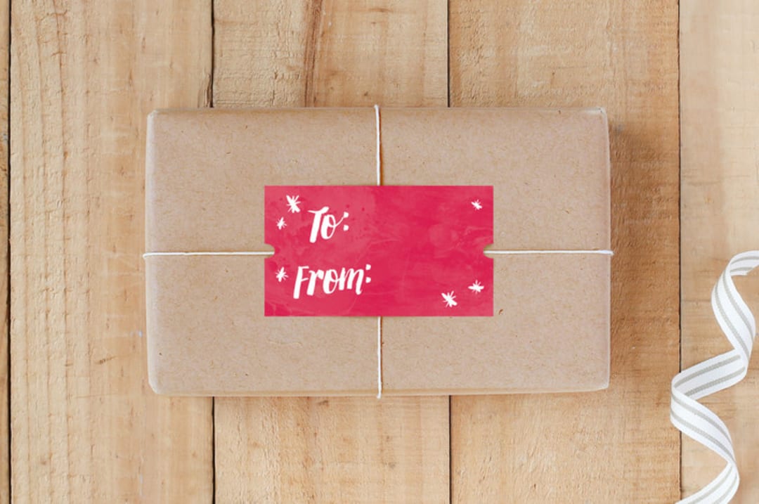 "Jolly Texture Gift Tag" - Custom Stickers in Fuchsia by Shari Margolin - Front