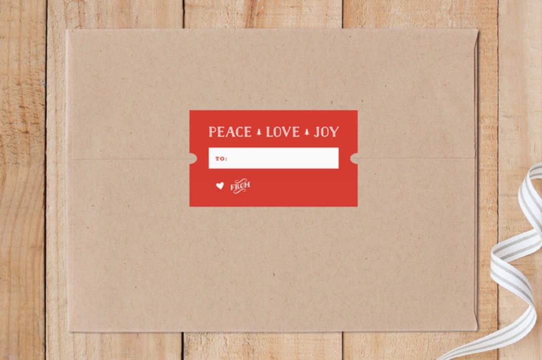 "Peace Love Joy Ticket" - Custom Stickers in Holly by Carolyn MacLaren - Front