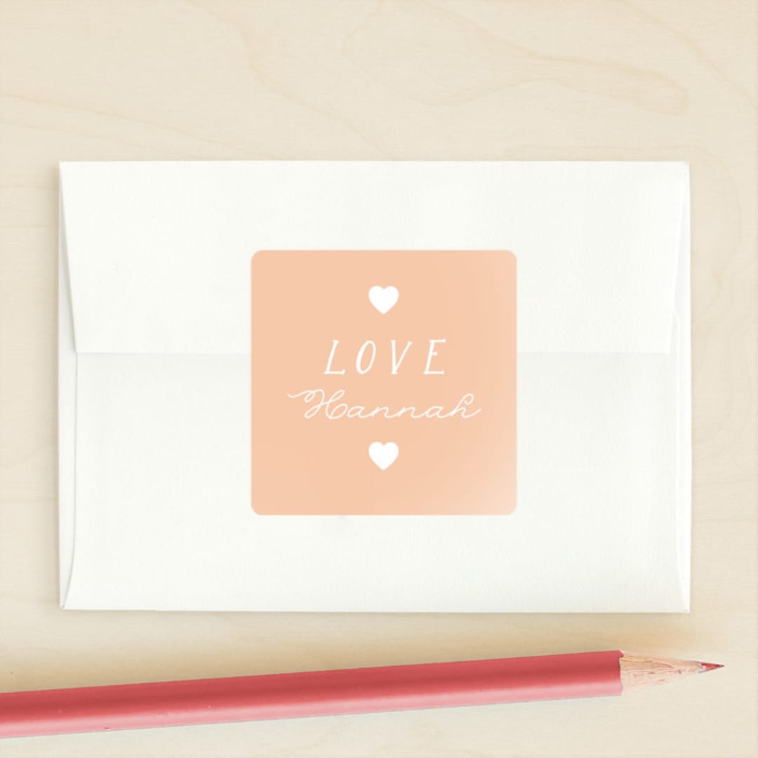 "Be Mine" - Custom Stickers in Peach by Hudson meet Rose - Front