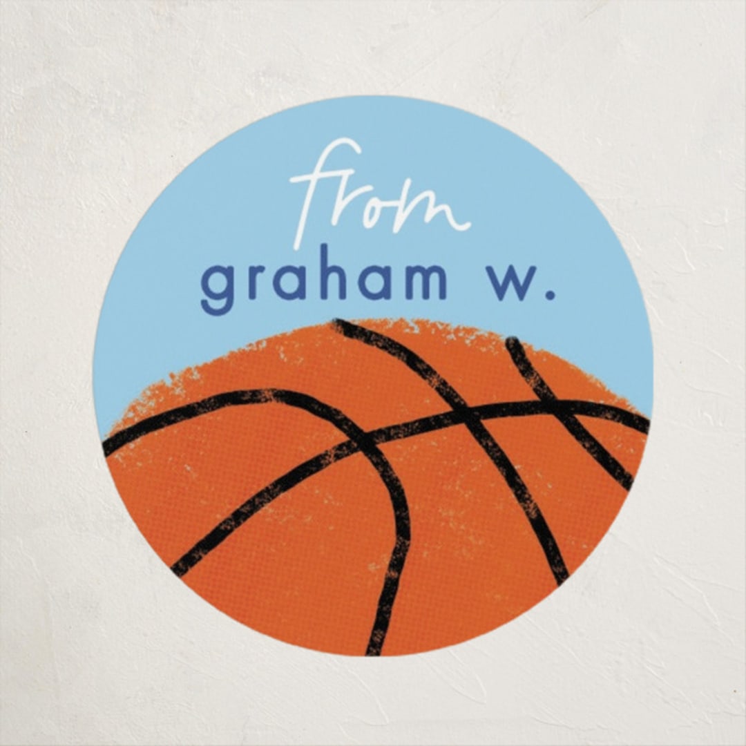 "Basketball" - Custom Stickers in Skyblue by Erin L. Wilson - Front