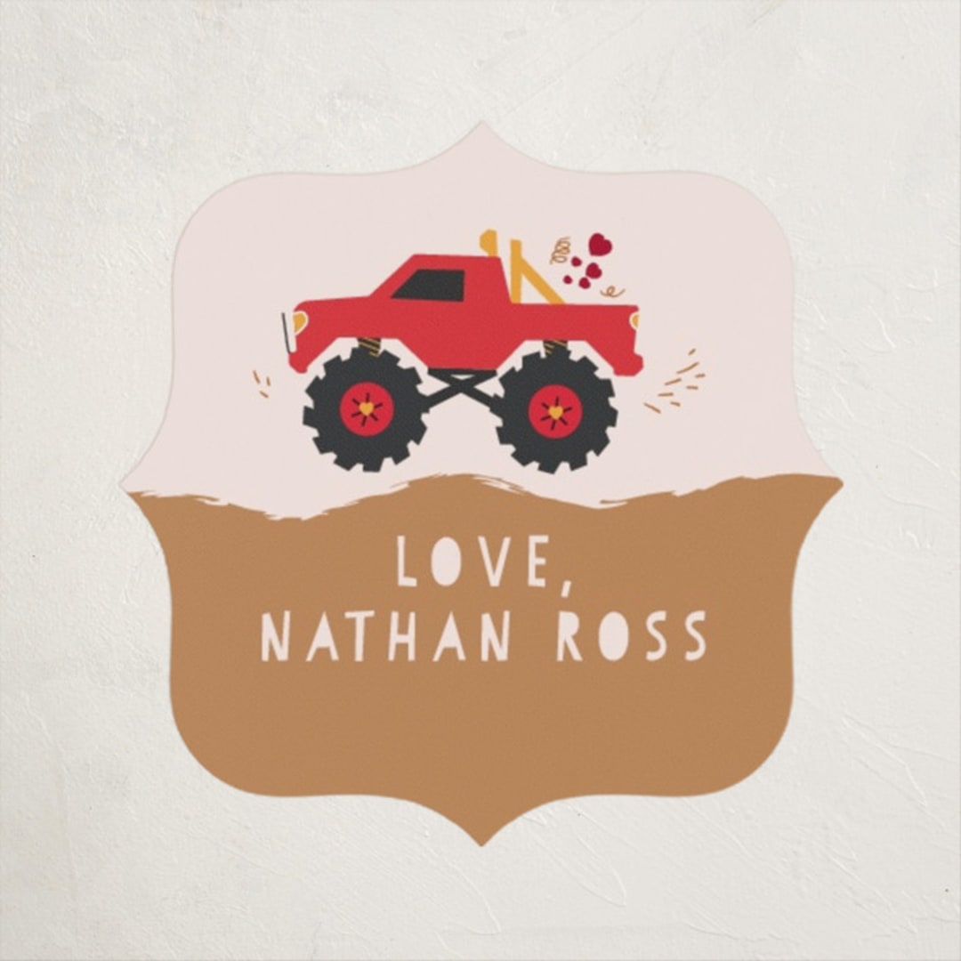 "wheelie truck" - Custom Stickers in Berry by Kanika Mathur - Front
