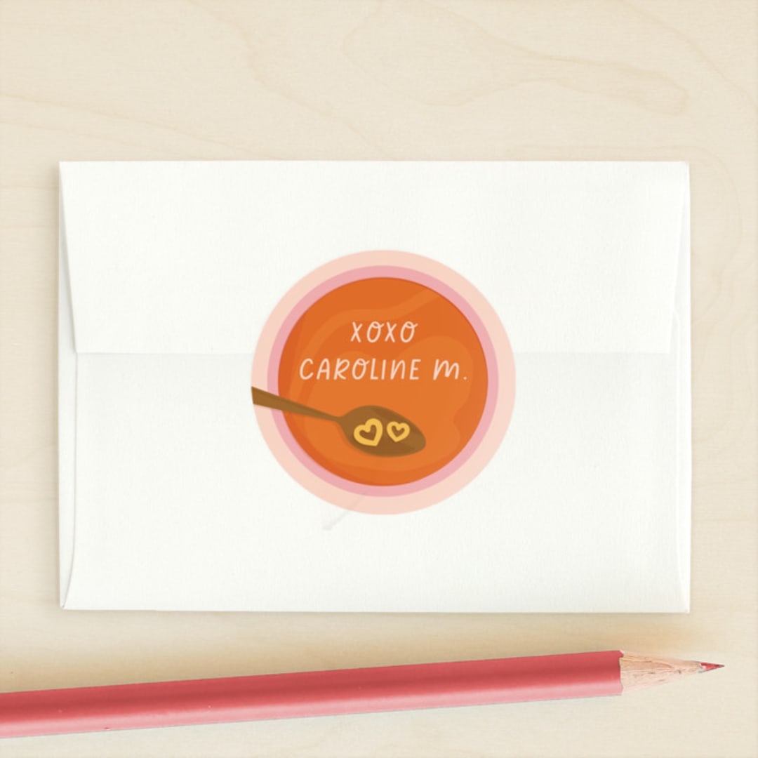 "Souper" - Custom Stickers in Peach by Tennie and Co. - Front