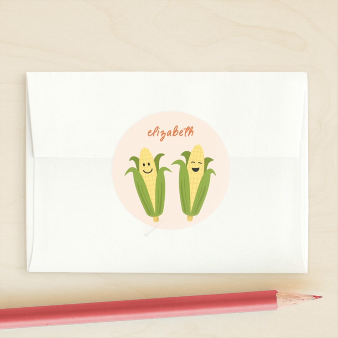 "Aw Shucks" - Custom Stickers in Butter by Carolyn MacLaren - Front