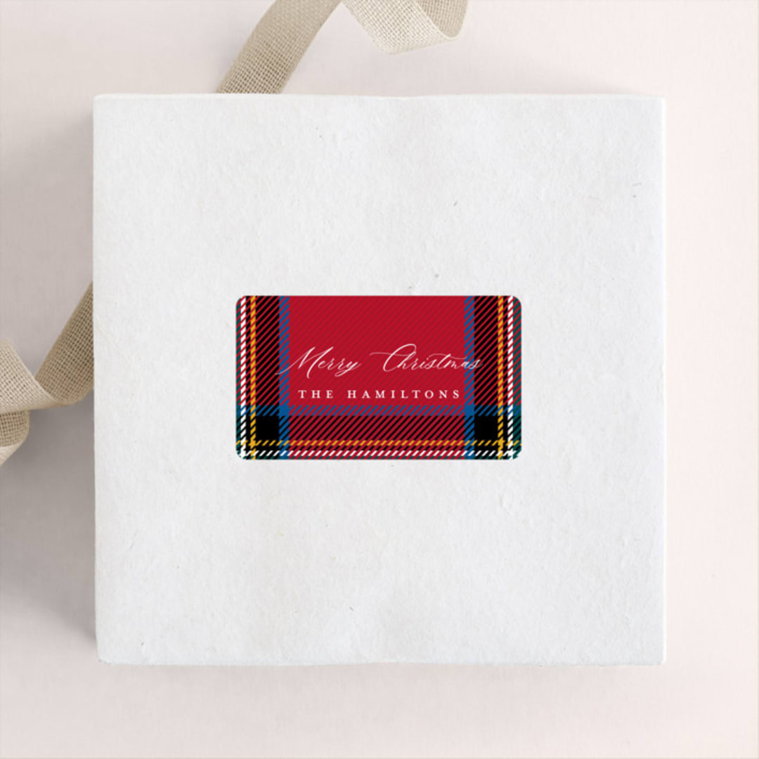 "Festive tartan" - Custom Stickers in Scarlet by Hudson meet Rose - Front