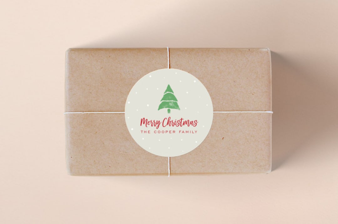"Pines in the snow" - Custom Stickers in Linen by Jen Tips - Front
