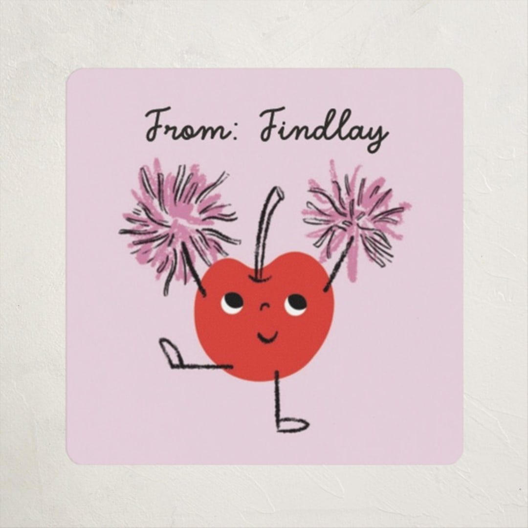 "Three Cheeries" - Custom Stickers in Pinky by mo kelley - Front