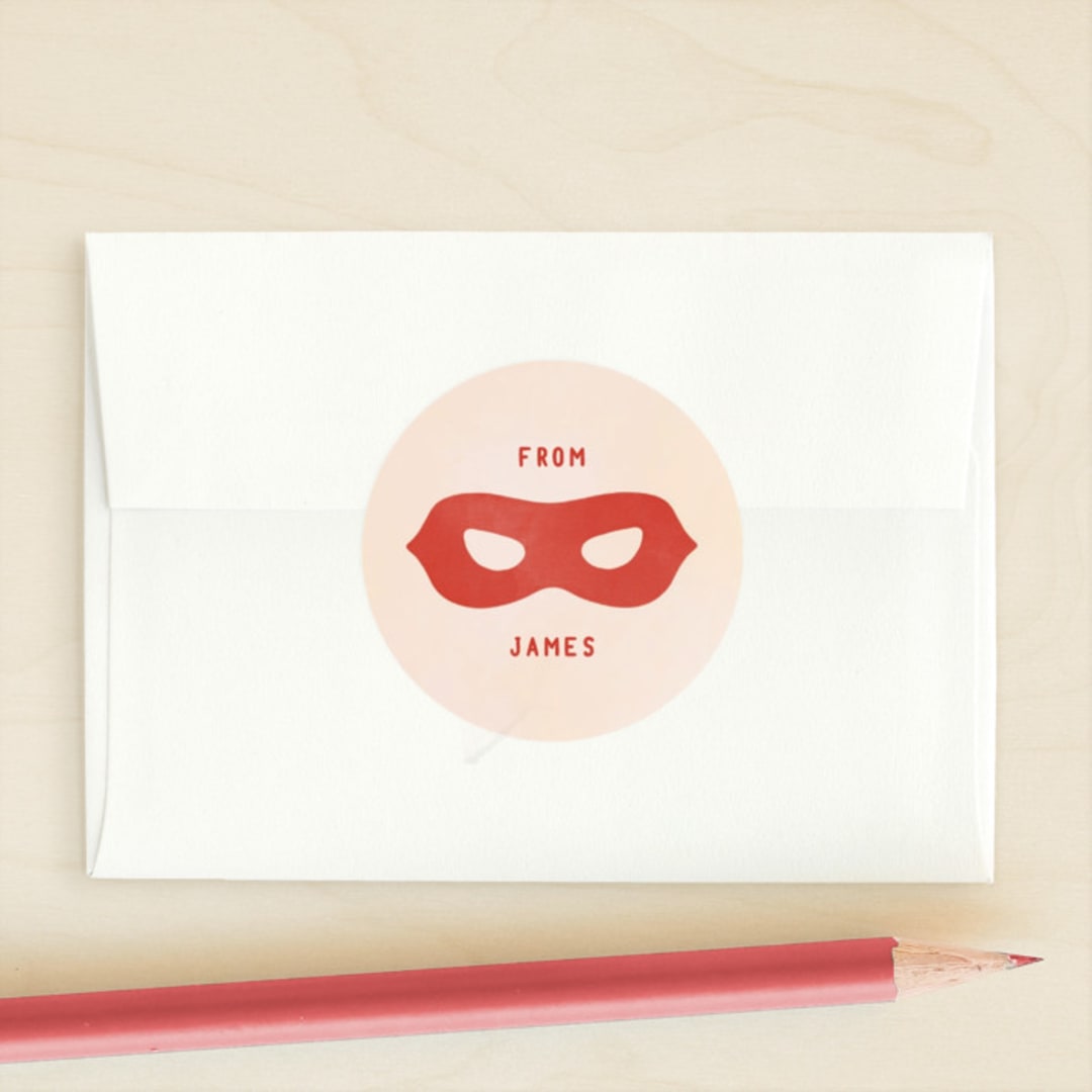 "Super Cape" - Custom Stickers in Peach by Michelle Taylor - Front