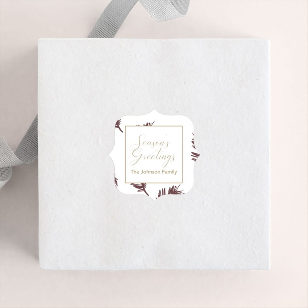 "Winter Gift Wrap Collection #12" - Custom Stickers in Cocoa by Catherine Beattie - Front