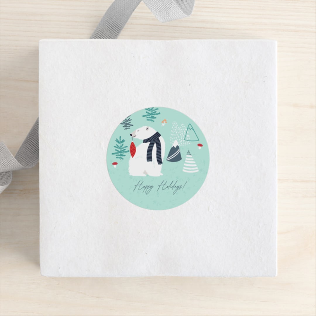 "Christmas bears" - Custom Stickers in Turquoise by Metka Hiti - Front