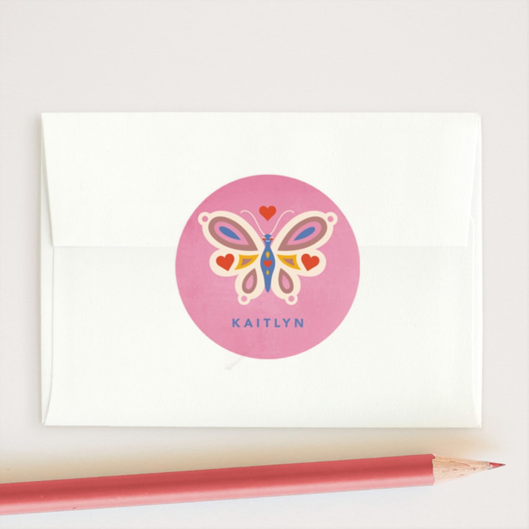 "Heart Flutter" - Custom Stickers in Rose by Kristen Smith - Front