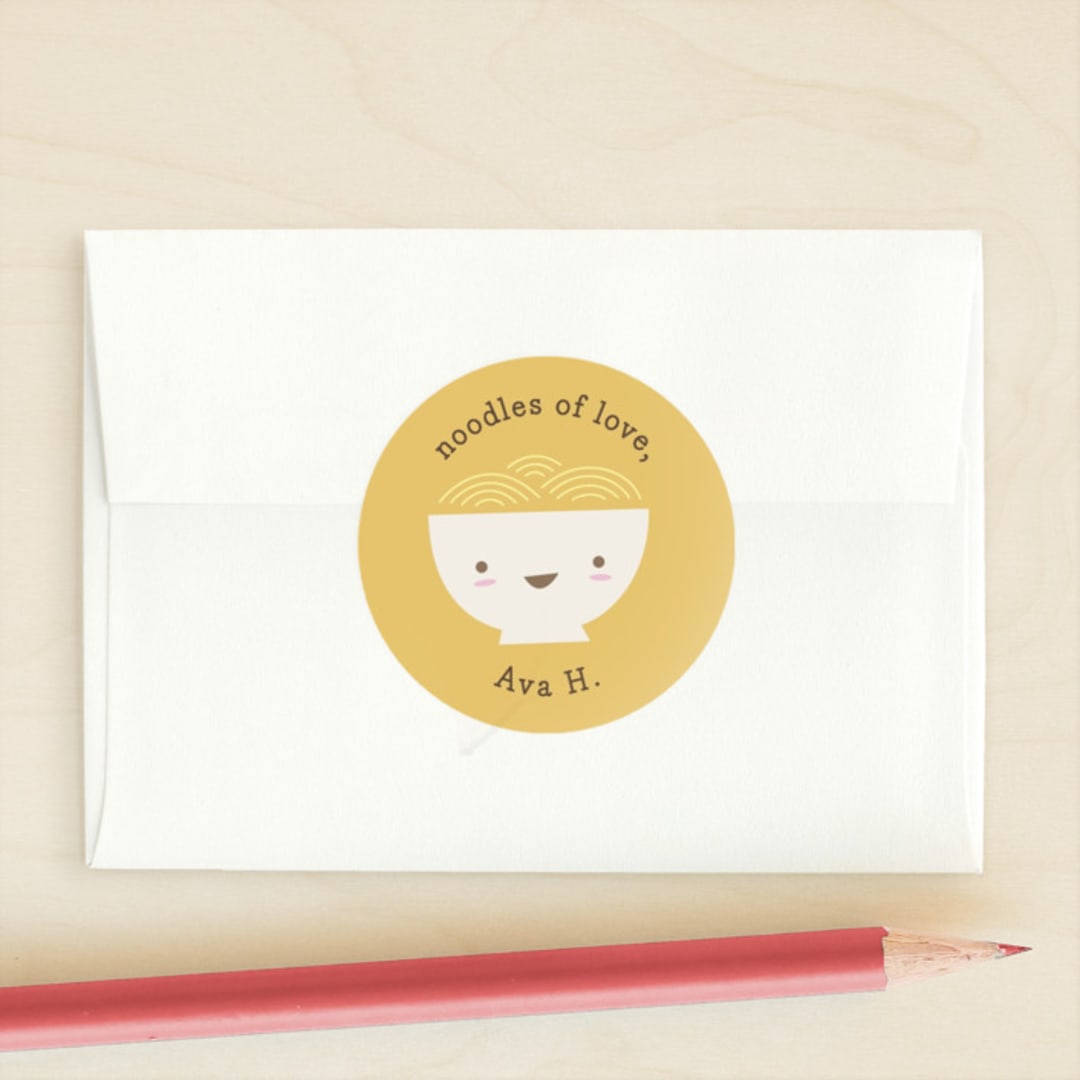 "noodles" - Custom Stickers in Citrus by Jessica Yeo - Front