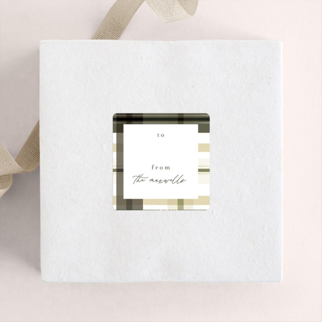 "Modern Farmhouse Plaid" - Custom Stickers in Fir by Jackie Crawford - Front