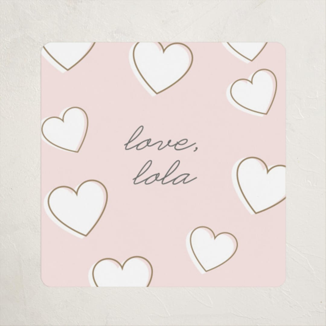 "Jumbo Hearts" - Custom Stickers in Carnation by Lauren Chism - Front