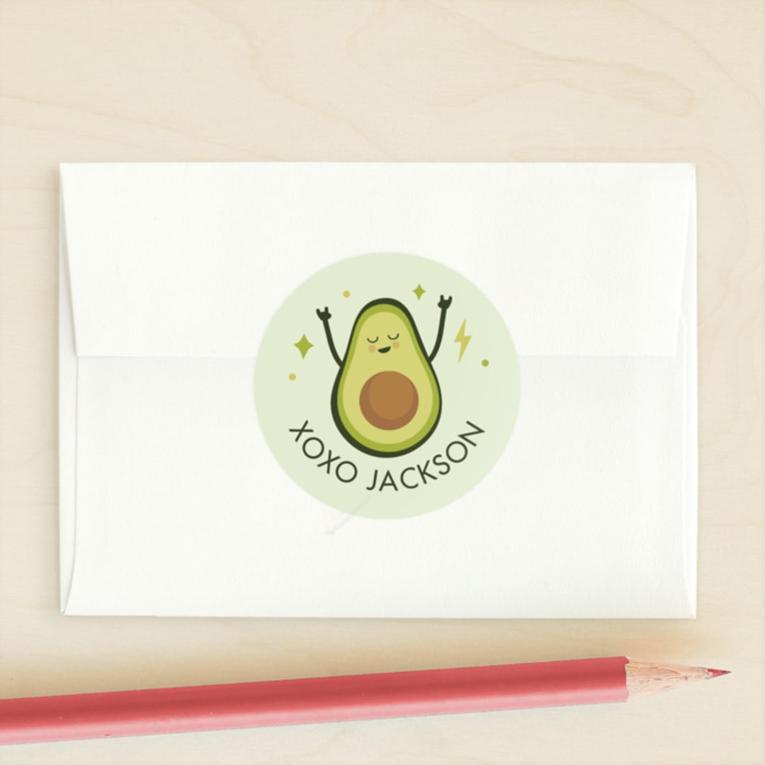"guac on!" - Custom Stickers in Lettuce by Tennie and Co. - Front