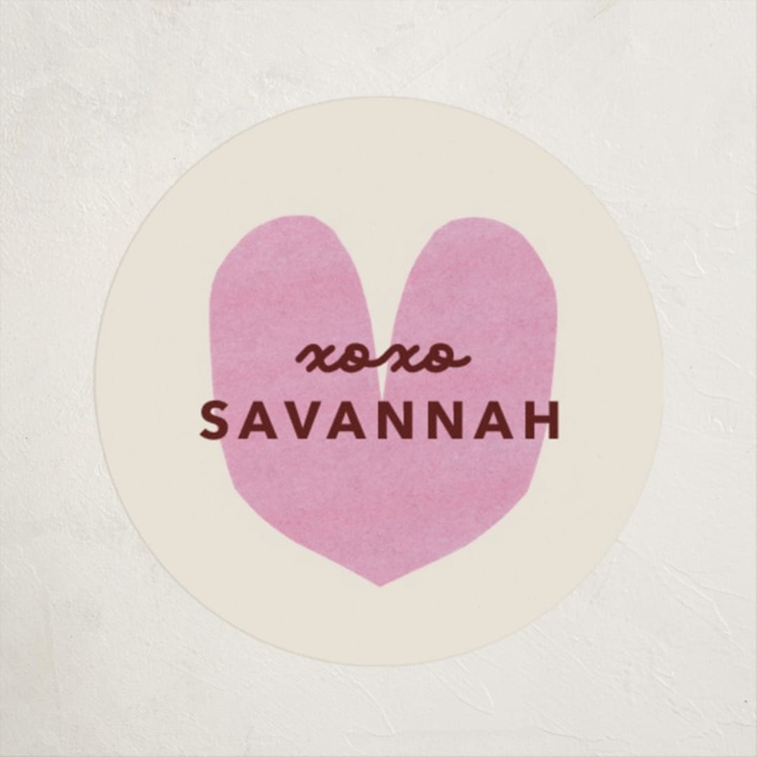 "folksy paper hearts" - Custom Stickers in Cranberry by Carrie Moradi - Front