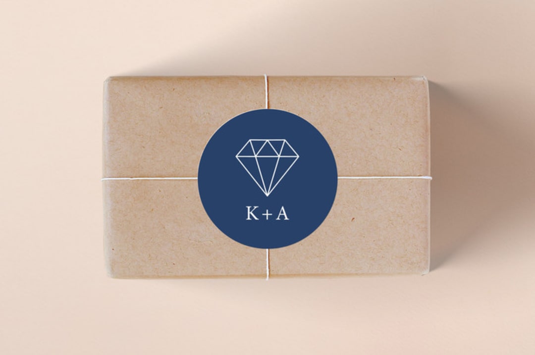 "Destination Wedding" - Custom Stickers in Navy by Pine Street Creative - Front