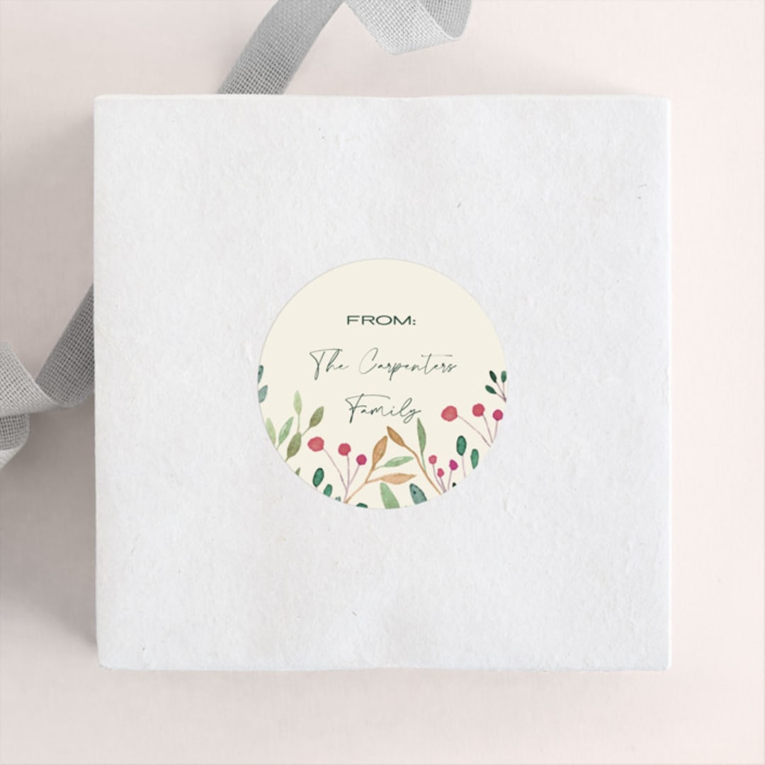 "Aesthetic Botanical Design with Autumn Leaves, and Berries" - Custom Stickers in Buttercream by Angelica Venegas - Front