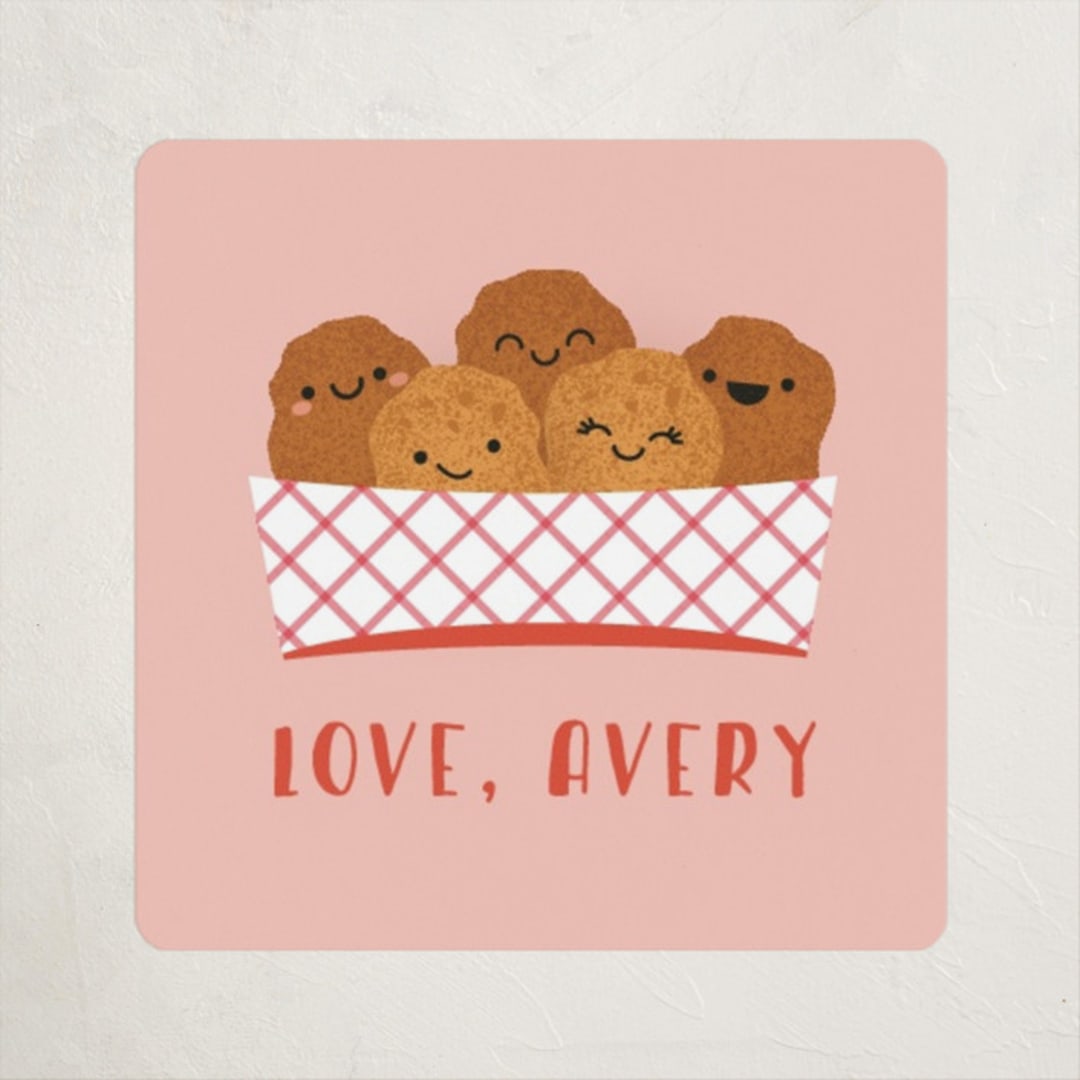 "Nugs & Kisses" - Custom Stickers in Blush by Annie Holmquist - Front