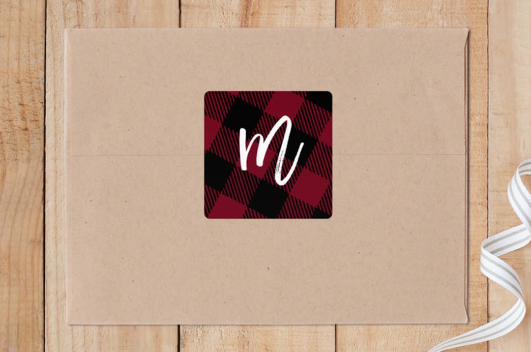 "Painterly Plaid" - Custom Stickers in Crimson by Sarah Brown - Front