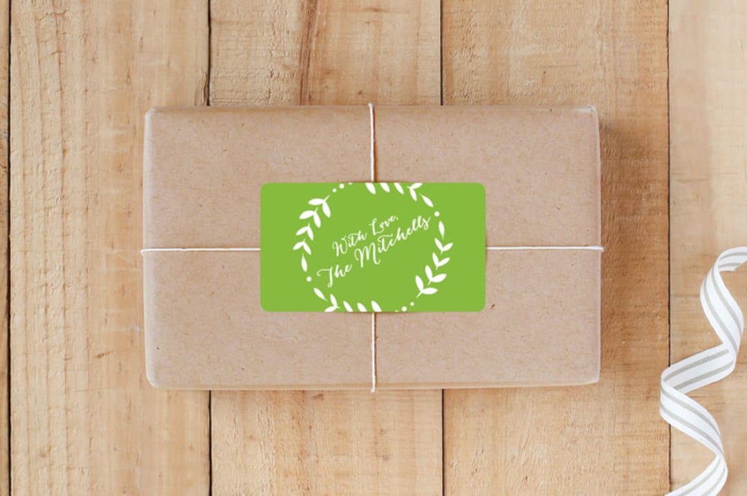 "Stamped Linen" - Custom Stickers in Lime by Erin Deegan - Front