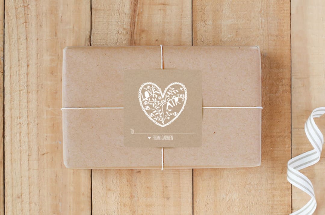 "Paper Cut Tag" - Custom Stickers in Kraft by Jen - Front