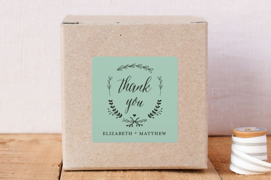 "Always Thanks" - Custom Stickers in Mint by Susan Brown - Front