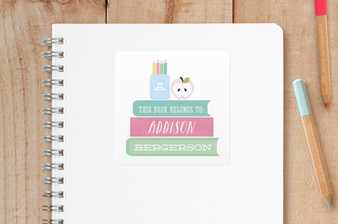 "Book Wise" - Custom Stickers in Watermelon by Itsy Belle Studio - Front