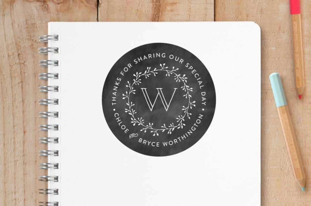 "Chalkboard Monogram" - Custom Stickers in Chalkboard by Dea and Bean - Front