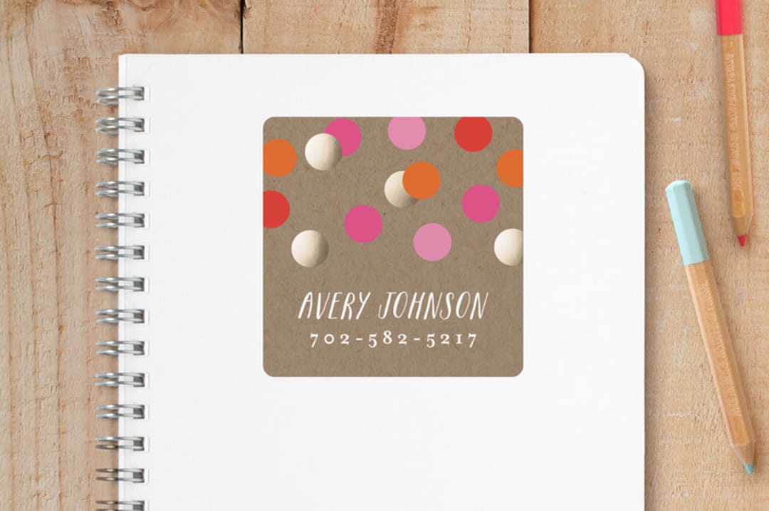 "Confetti Smiles" - Custom Stickers in Tangerine by Abby Munn - Front