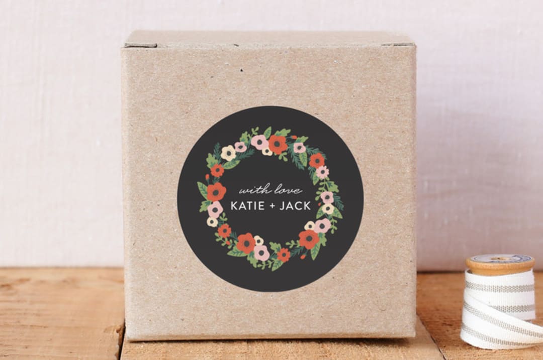 "Flower Wreath" - Custom Stickers in Charcoal by Haley McCoy - Front