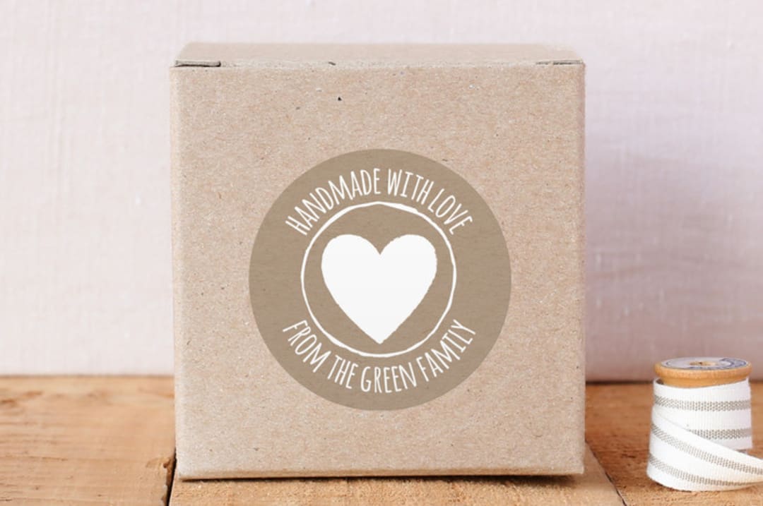 "Handmade with Love" - Custom Stickers in Kraft by Sarah Green - Front