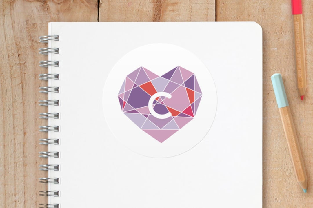 "Heart Facets" - Custom Stickers in Mixed Berry by Up Up Creative - Front