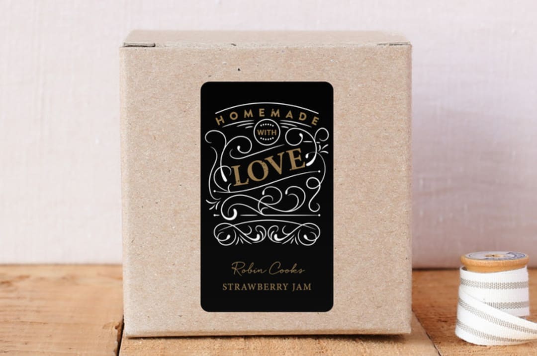 "Homemade + Love" - Custom Stickers in Ink by Joanne James - Front