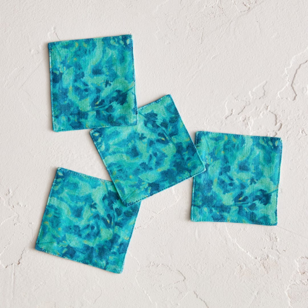 "Shifting: Spring" - Coasters in Aqua by Alysia Quisenberry - Coasters, Set of 4