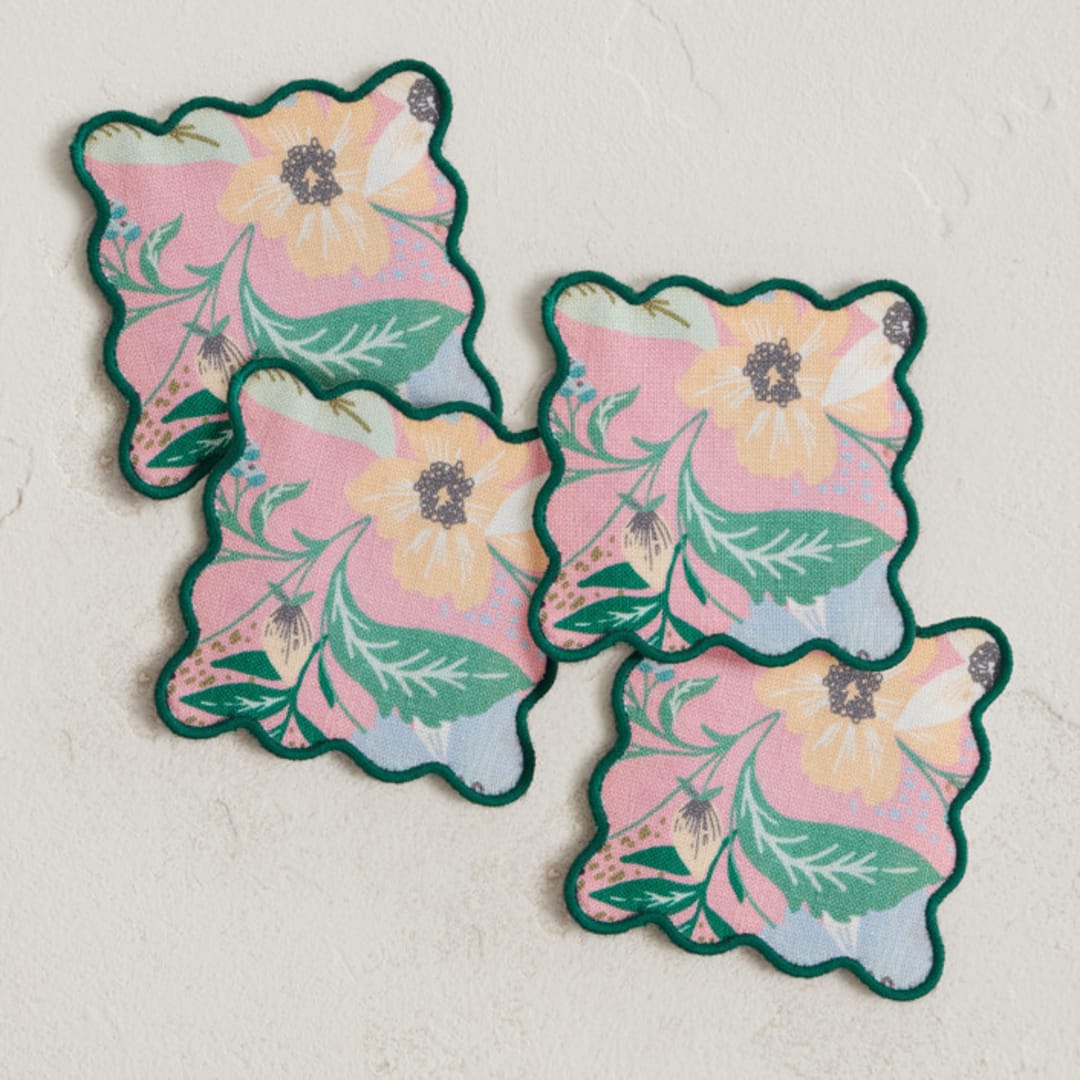 "Jungle Florals" - Coasters in Blush by Alethea and Ruth - Coasters, Set of 4