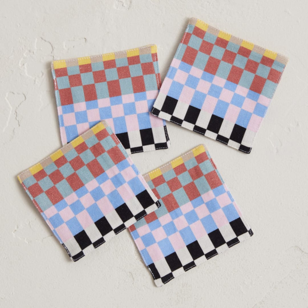 "Checkered" - Coasters in Modern by Baumbirdy - Coasters, Set of 4